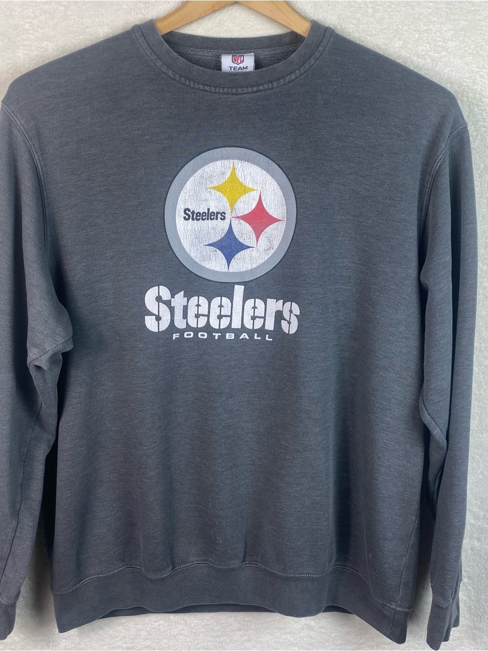 VTG NFL Team Apparel Pittsburgh Steelers Crewneck Gray Sweatshirt Unisex XL